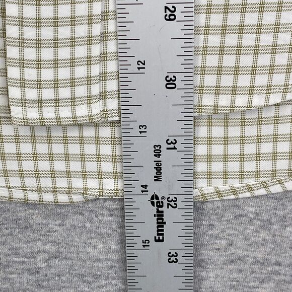 Croft & Barrow Shirt Mens 16 White Tan Check Button Up Wrinkle Free Long Sleeve - Picture 9 of 12